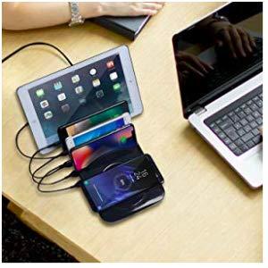 Soopii Wiv6 - 5In1 - 4 Ports Usb and Wireless Charging Station - Black - Tashqila Soopii Wiv6 - 5In1 - 4 Ports Usb and Wireless Charging Station - Black - Tashqila